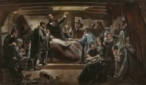 Edwin White, Signing of the Compact in the Cabin of the Mayflower by George Edward Perine Oil Painting