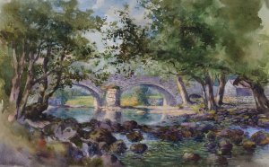 Old Bridge near Bettws-y-Coed, North Wales by George Elbert Burr Oil Painting