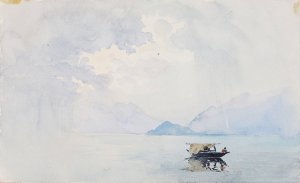 Rain, Bellagio by George Elbert Burr Oil Painting