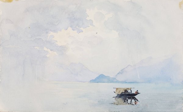 Rain, Bellagio  by George Elbert Burr - Hand-Painted Oil Painting Reproduction