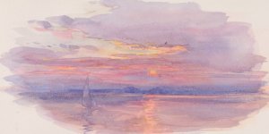 Sunset, Caernarvon, North Wales by George Elbert Burr Oil Painting