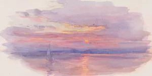 Sunset, Caernarvon, North Wales Oil painting by George Elbert Burr