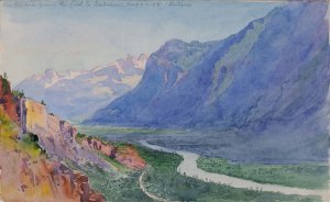 The Rhone from the Path to Salvari by George Elbert Burr Oil Painting