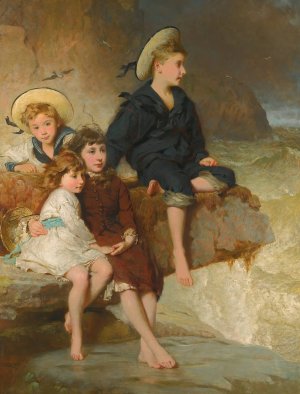 The Children Of Sir H. Hussey Vivian by George Elgar Hicks Oil Painting