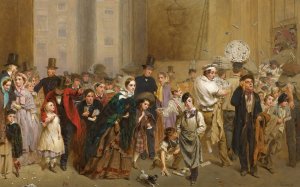 The General Post Office, One Minute Before Six by George Elgar Hicks Oil Painting