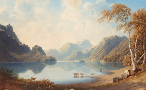 A Loch in Scotland by George Fennel Robson Oil Painting