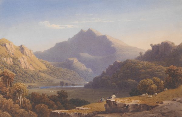 Snowdon from Llyn Nantlle, North Wales  by George Fennel Robson - Hand-Painted Oil Painting Reproduction