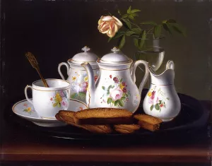 Still Life of Porcelain and Biscuits by George Forster - Oil Painting Reproduction