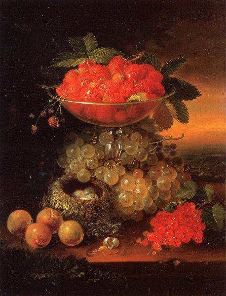 Main Product Photo of Still Life with Fruit ad Nest of Eggs Painting by George Forster
