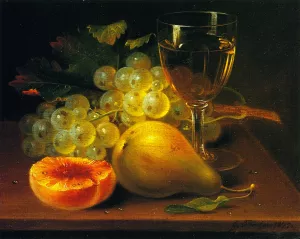 Still Life with Grapes and Glass of Wine by George Forster Oil Painting