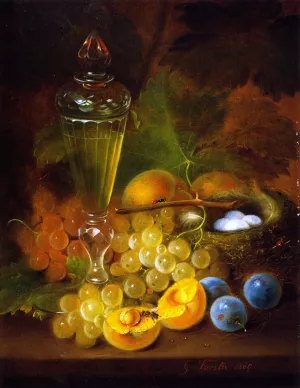 Still Life with Grapes and Nest by George Forster - Oil Painting Reproduction