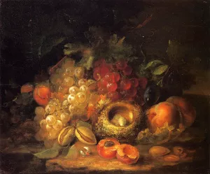 Still Life with Grapes and Peaches by George Forster - Oil Painting Reproduction