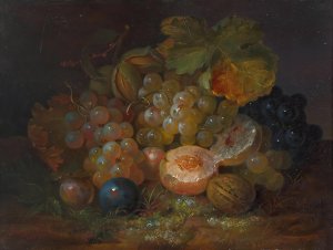 Still Life with Grapes, Plums and Almonds by George Forster Oil Painting