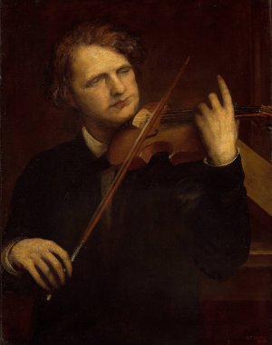 A Lamplight Study; Herr Joachim by George Frederic Watts Oil Painting