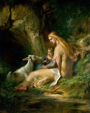 St. Genevieve of Brabant in The Forest by George Frederick Bensell Oil Painting