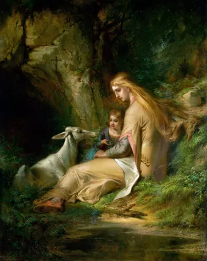 St. Genevieve of Brabant in The Forest by George Frederick Bensell Oil Painting