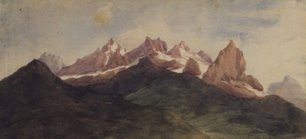 Alpine Landscape by George Frederick Watts - Hand-Painted Oil Painting Reproduction