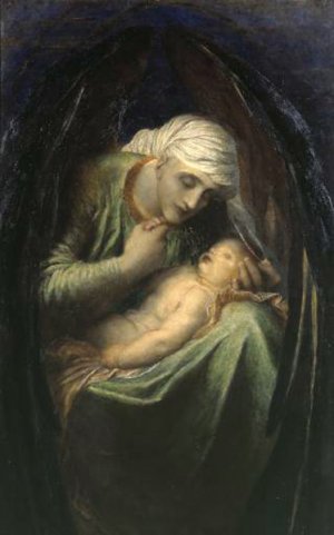 Death Crowning Innocence Oil painting by George Frederick Watts