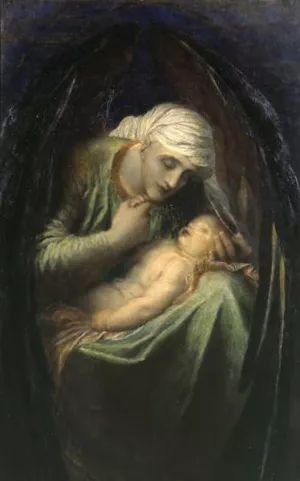 Death Crowning Innocence Oil painting by George Frederick Watts