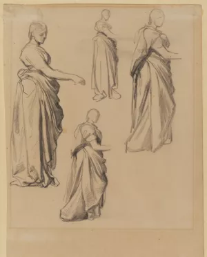 Four Studies of a Draped Female Figure by George Frederick Watts Oil Painting