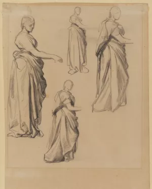 Four Studies of a Draped Female Figure Oil painting by George Frederick Watts