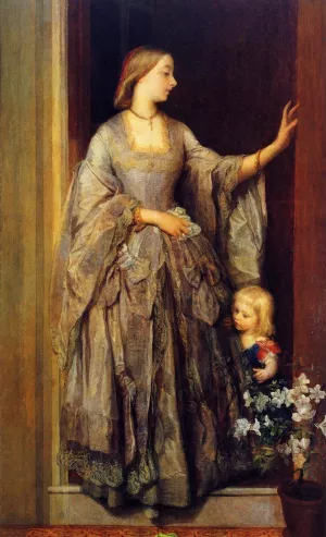 Lady Margaret Beaumont and Her Daughter by George Frederick Watts Oil Painting