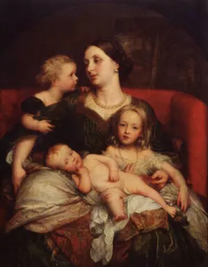 Mrs George Augustus Frederick Cavendish-Bentinck and Her Children Oil painting by George Frederick Watts