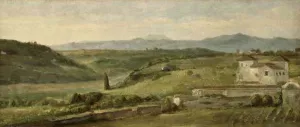 Panoramic Landscape with a Farmhouse by George Frederick Watts Oil Painting