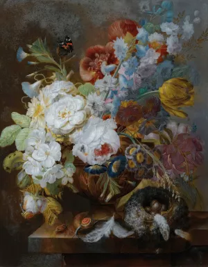 Still life with flowers by George Frederik Ziesel Oil Painting