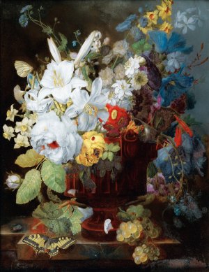Still Life With Flowers by George Frederik Ziesel Oil Painting