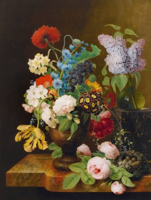 Vase Of Flowers by George Frederik Ziesel Oil Painting
