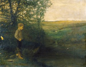 Boy Fishing by George Fuller Oil Painting
