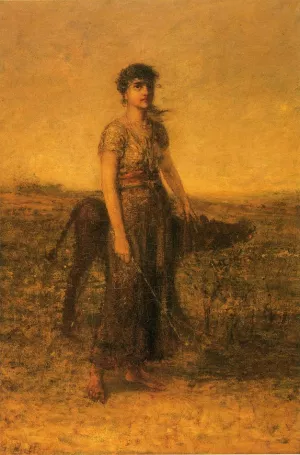 Girl and Calf painting by George Fuller