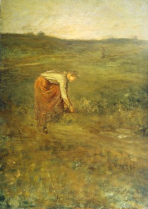 Girl Tying Her Shoe by George Fuller Oil Painting