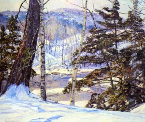 River Bank with Snow by George Gardner Symons - Oil Painting Reproduction