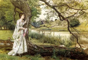 On The River Bank by George Goodwin Kilburne - Oil Painting Reproduction