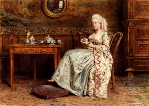 Taking Tea by George Goodwin Kilburne - Oil Painting Reproduction