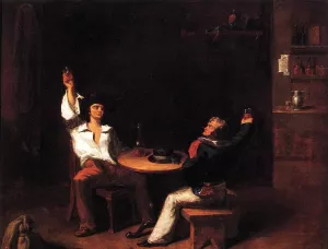 A Sailor of the U.S.S. Constitution, Toasting a New Recruit in a Saloon by George H. Comegys - Oil Painting Reproduction