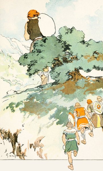 Main Product Photo of They started off, the giant tramping on ahead  Painting by George Hand Wright