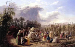 Hop Picking painting by George Harvey