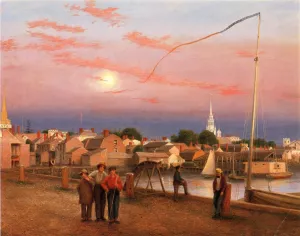 Twilight, Newport Harbor by George Harvey - Oil Painting Reproduction