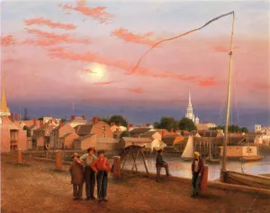 Twilight, Newport Harbor Oil painting by George Harvey