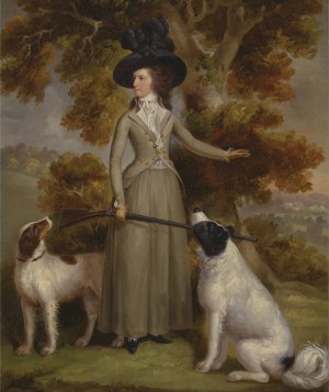 The Countess of Effingham with Gun and Shooting Dogs by George Haugh Oil Painting