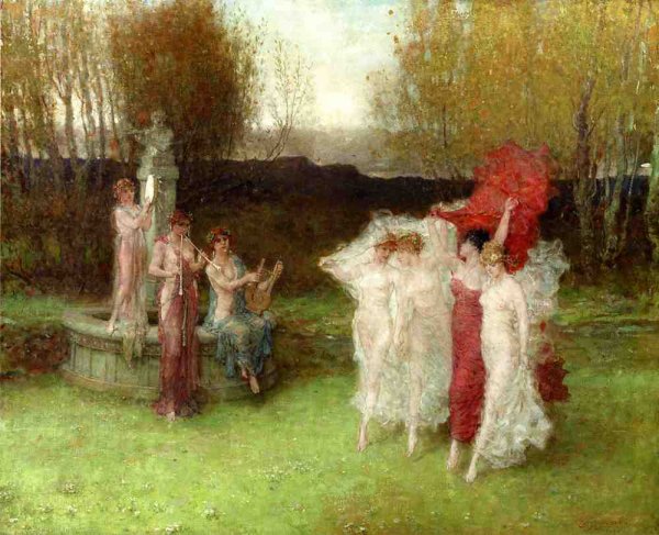 A Tanagraean Pastoral by George Hawley Hallowell - Hand-Painted Oil Painting Reproduction