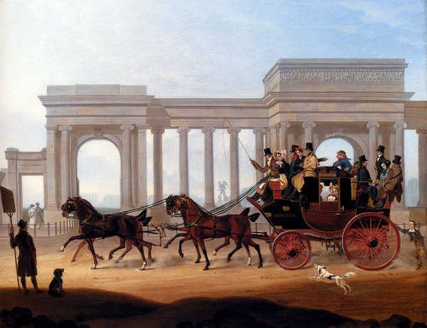 Main Product Photo of The Defiance Coach At Hyde Park Corner Painting by George Hawley Hallowell