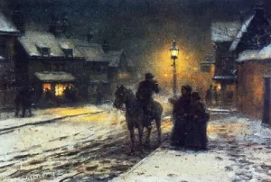 Winter Evening by George Hawley Hallowell Oil Painting