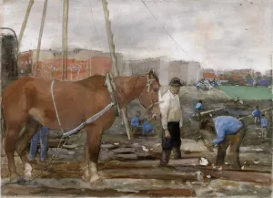 Bouwterrein Oud-West te Amsterdam by George Hendrik Breitner Oil Painting