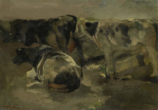 Four Cows  by George Hendrik Breitner - Hand-Painted Oil Painting Reproduction