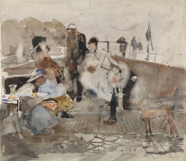 Gezelschap op een boot  by George Hendrik Breitner - Hand-Painted Oil Painting Reproduction