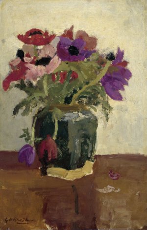 Ginger Pot wit Anemones Oil painting by George Hendrik Breitner